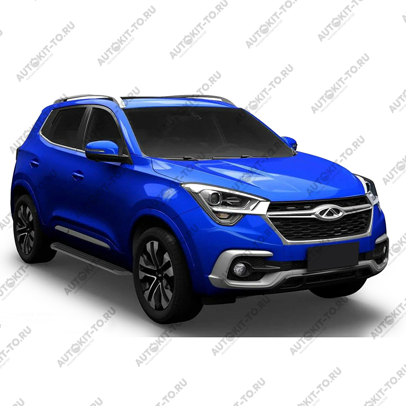 Пороги алюминиевые в полоску для Chery Tiggo 4 2019+